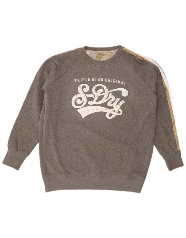 Superdry Sweat-shirt surdimensionné graphique pour femme UK 6 XS Gris moucheté