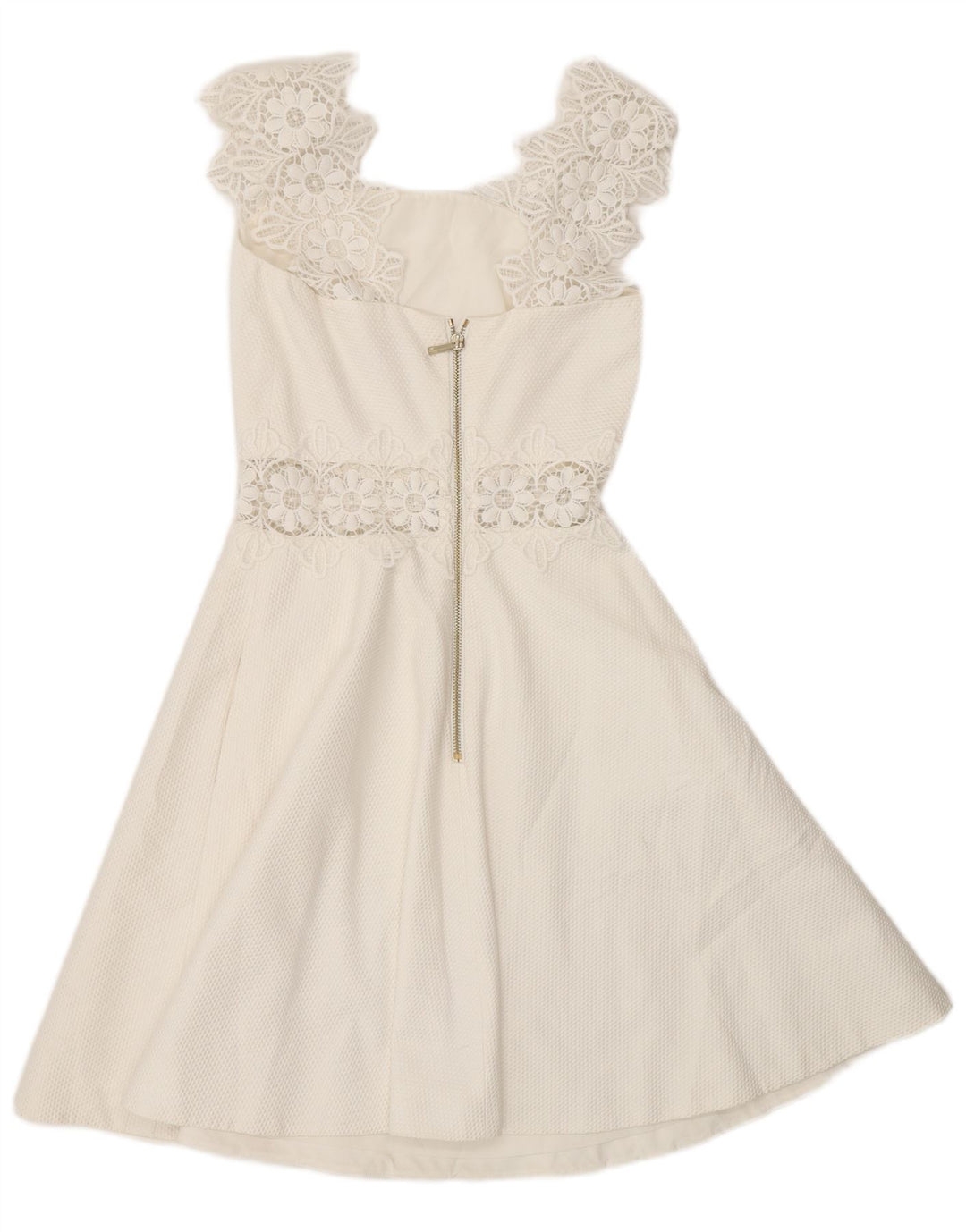 Ted Baker Dame Ærmeløs A-Line Kjole UK 4 XS Hvid Polyester