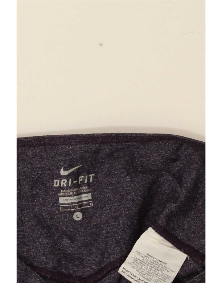 Nike Womens Dri Fit Capri Leggings UK 14 Large  Navy Blue Polyester
