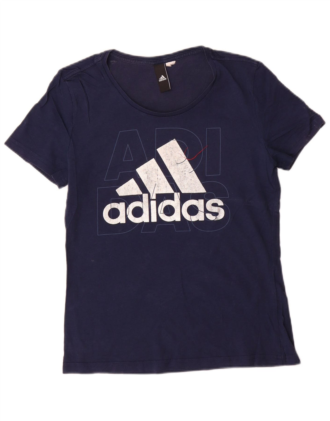 Adidas Womens Graphic T-Shirt Top UK 12 Medium Navy Blue