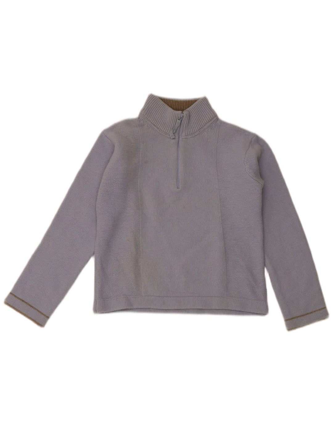 Armani Jeans Womens Crop Zip Neck Jumper Sweater IT 42 Medium Blue Wool
