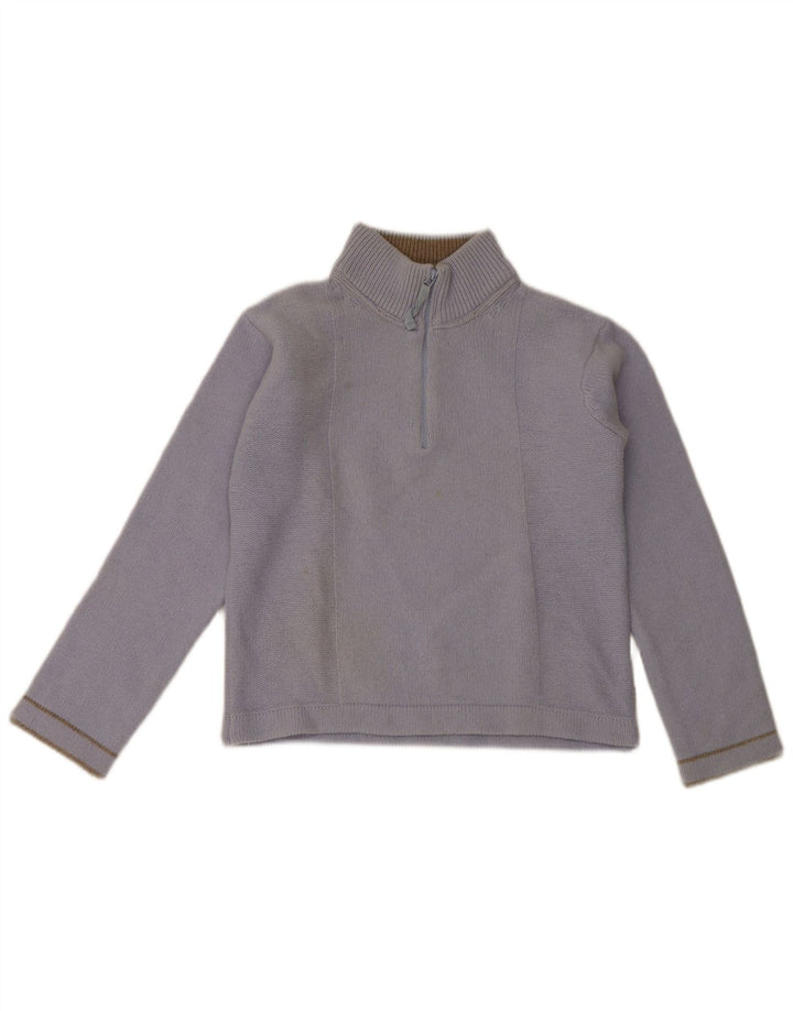 Armani Jeans Womens Crop Zip Neck Jumper Sweater IT 42 Medium Blue Wool