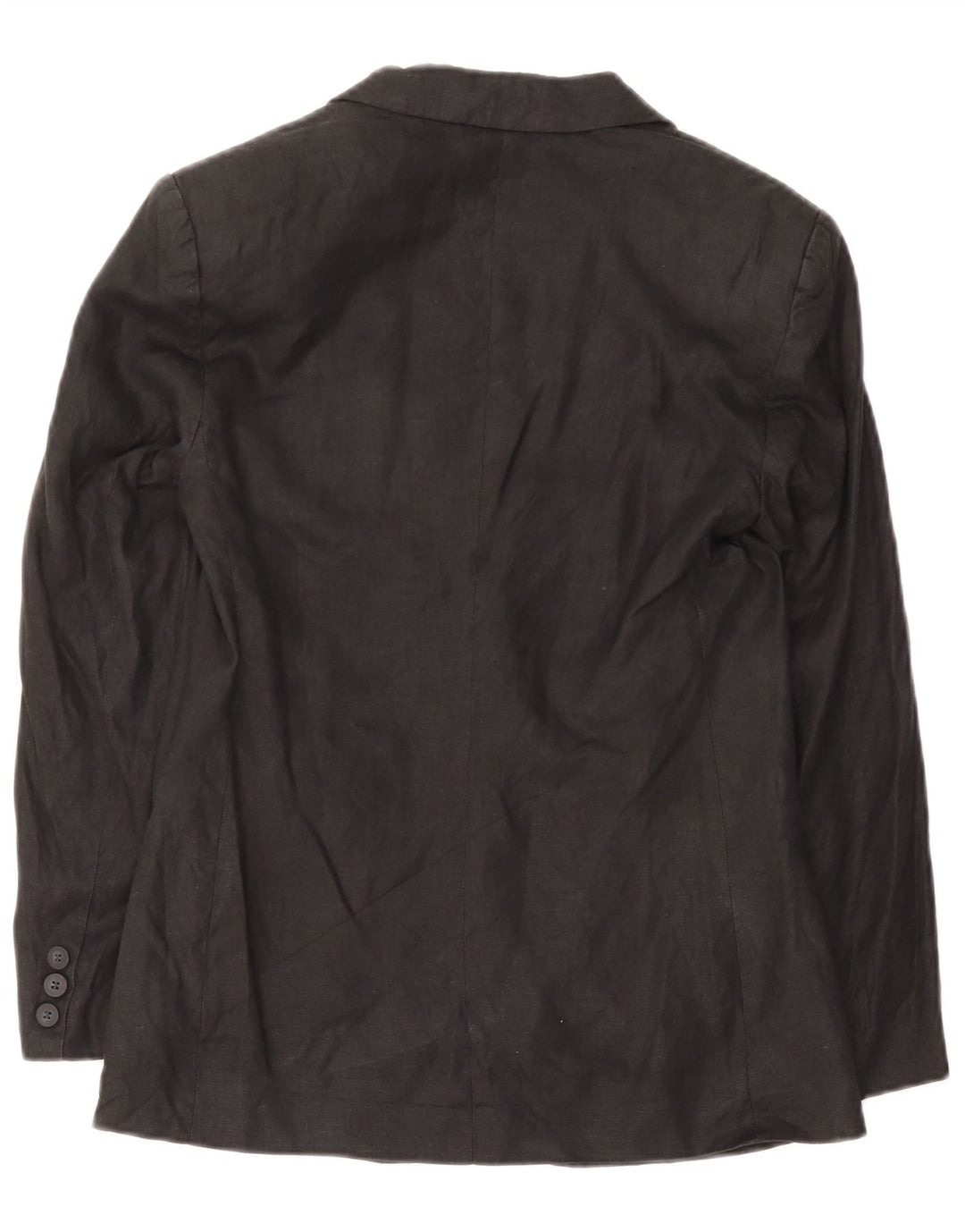 Benetton Womens 2 Button Blazer Jacket IT 40 Small Black Linen