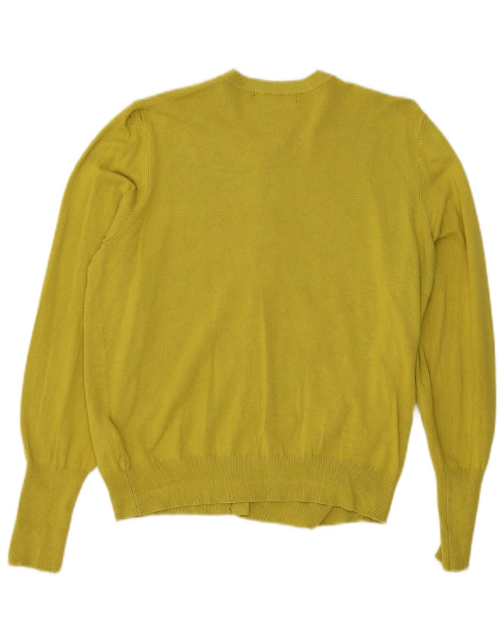 Marks & Spencer Womens Crop Cardigan Sweater UK 14 Medium Yellow Viscose