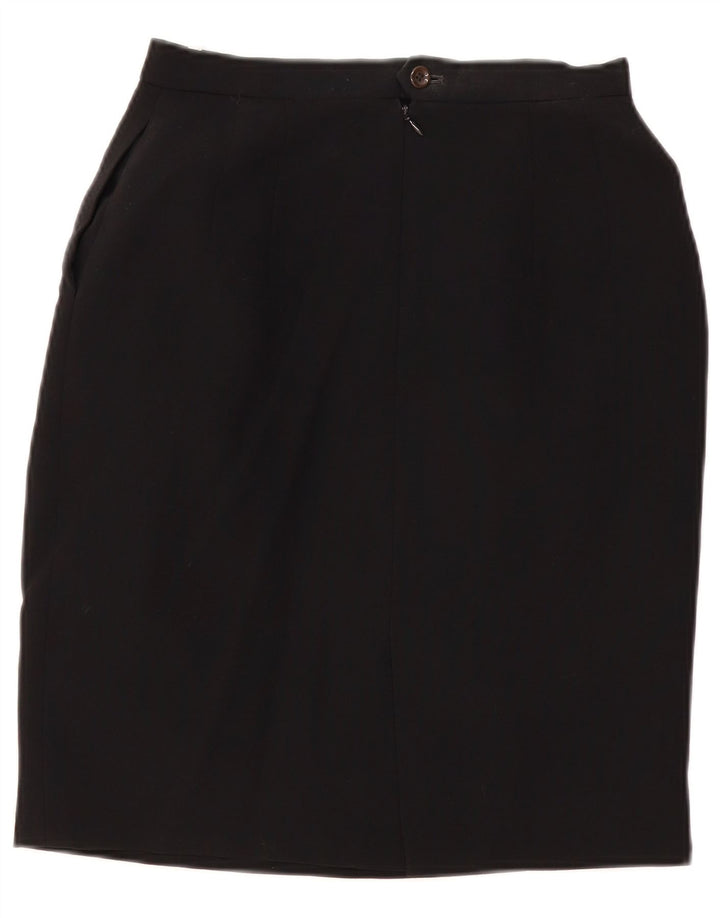 Vintage Womens Pencil Skirt W28 Medium Black Wool