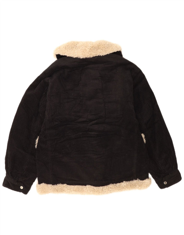 Topshop Womens Oversized Corduroy Jacket UK 8 Small Black Colourblock