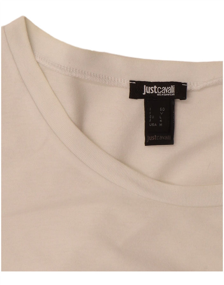 Just Cavalli Mens Graphic T-Shirt Top Large White Cotton