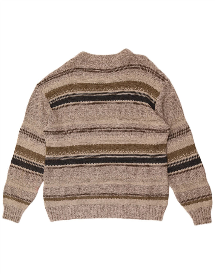 Angelo Litrico Mens Boat Neck Jumper Sweater Medium Grey Striped Cotton