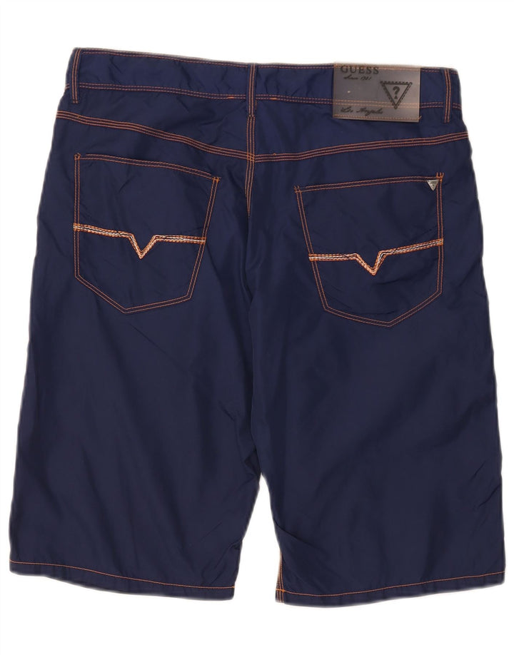 GUESS Womens Casual Shorts W32 Large Navy Blue Polyamide