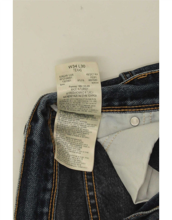 Wrangler Mens Texas Straight Jeans W34 L30 Blue Cotton