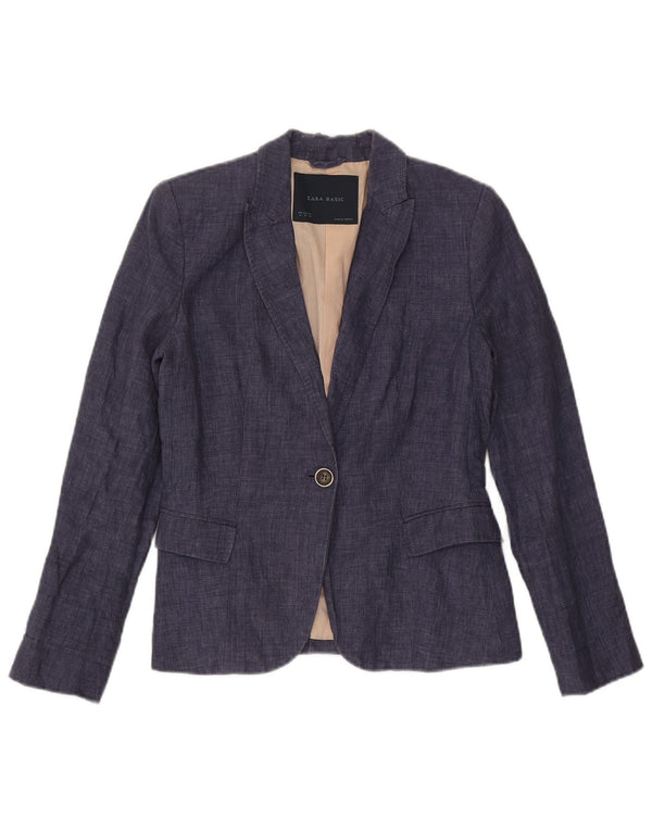 Blazer pentru femei Zara cu 1 nasture UK 12 Medium Bleumarin
