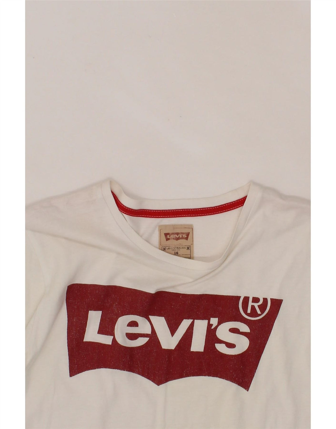 LEVI'S Boys Graphic T-Shirt Top 15-16 Years White Cotton Vintage Levi's and Second-Hand Levi's from Messina Hembry 