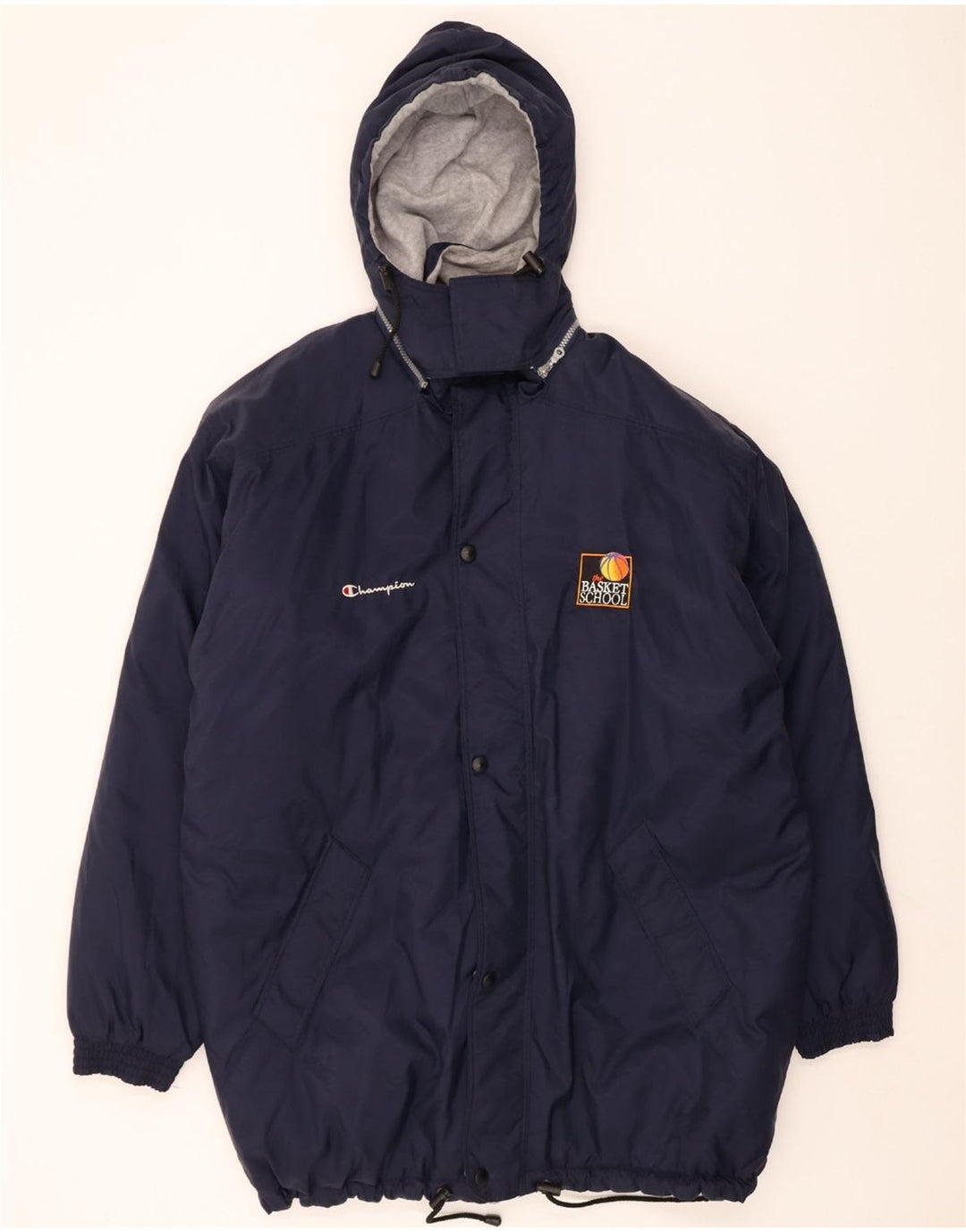 CHAMPION Mens Oversized Hooded Padded Jacket UK 44 2XL Navy Blue Vintage Champion and Second-Hand Champion from Messina Hembry 