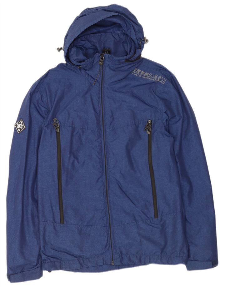 Superdry Mens Hooded Windbreaker Jacket UK 36 Small Navy Blue Polyester