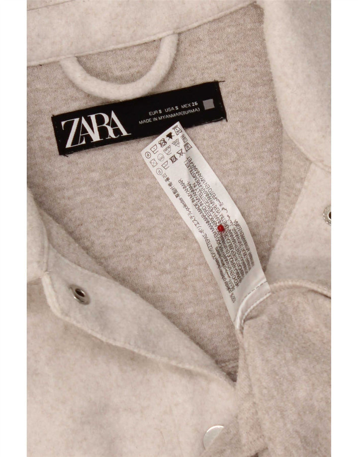 Zara Chemise surdimensionnée en flanelle pour femme UK 10 Petit Gris Polyester