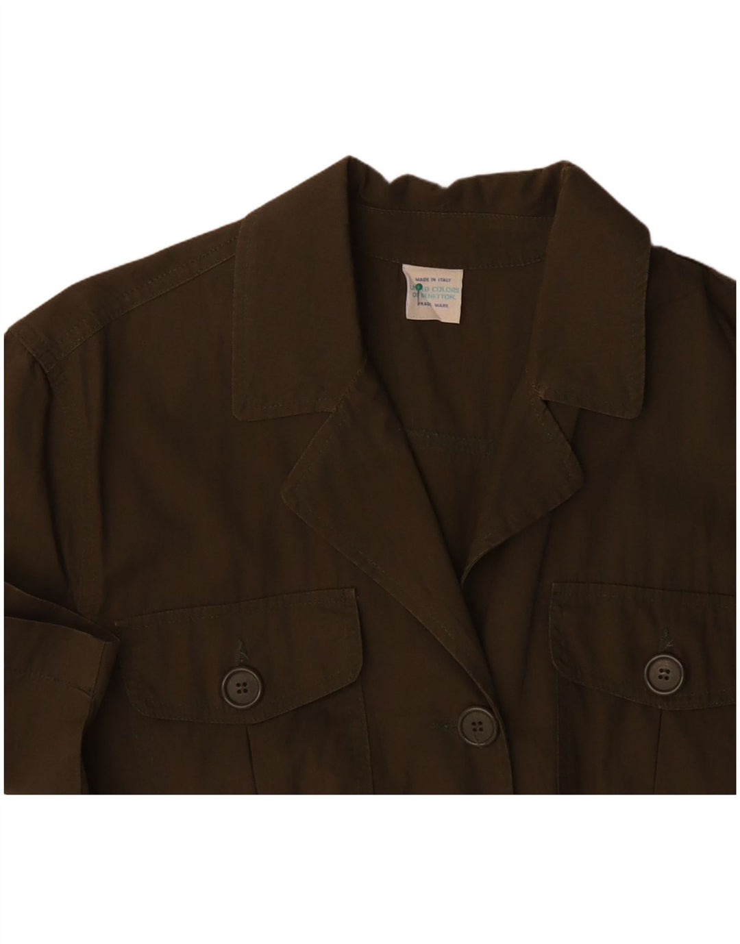 BENETTON Chaqueta tipo blazer de manga corta con 4 botones para mujer IT 42 Caqui mediano