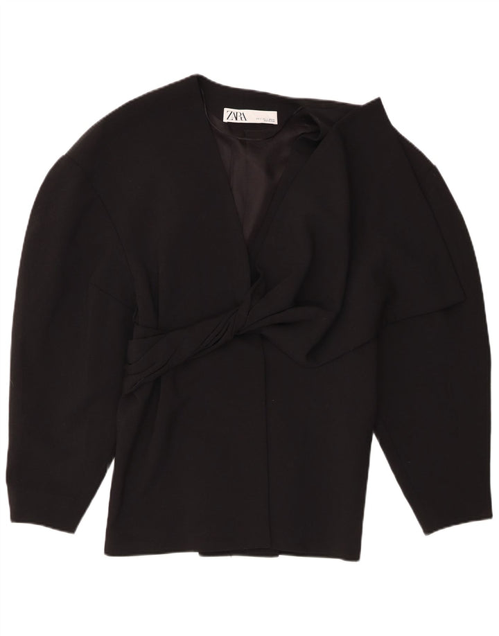 Zara Womens Blazer Jacket UK 10 Pequeno Poliéster Preto