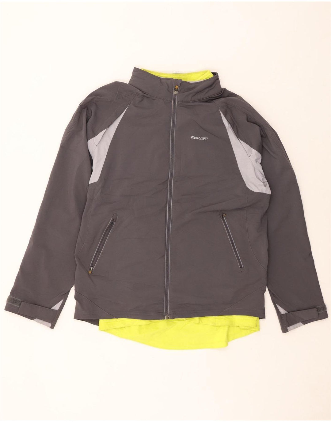 REEBOK Herre Windbreaker Jacket UK 40 Large Grå Colourblock Polyester