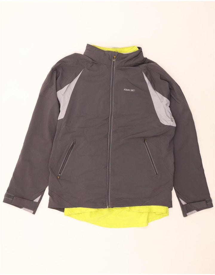 REEBOK Herre Windbreaker Jacket UK 40 Large Grå Colourblock Polyester