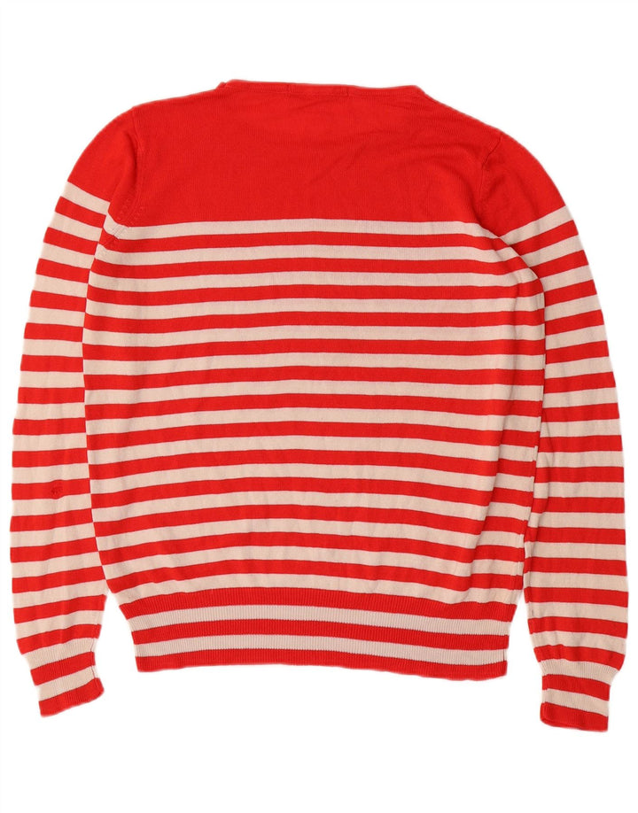 Marks & Spencer Womens Crew Neck Jumper Sweater UK 14 Medium Red Striped