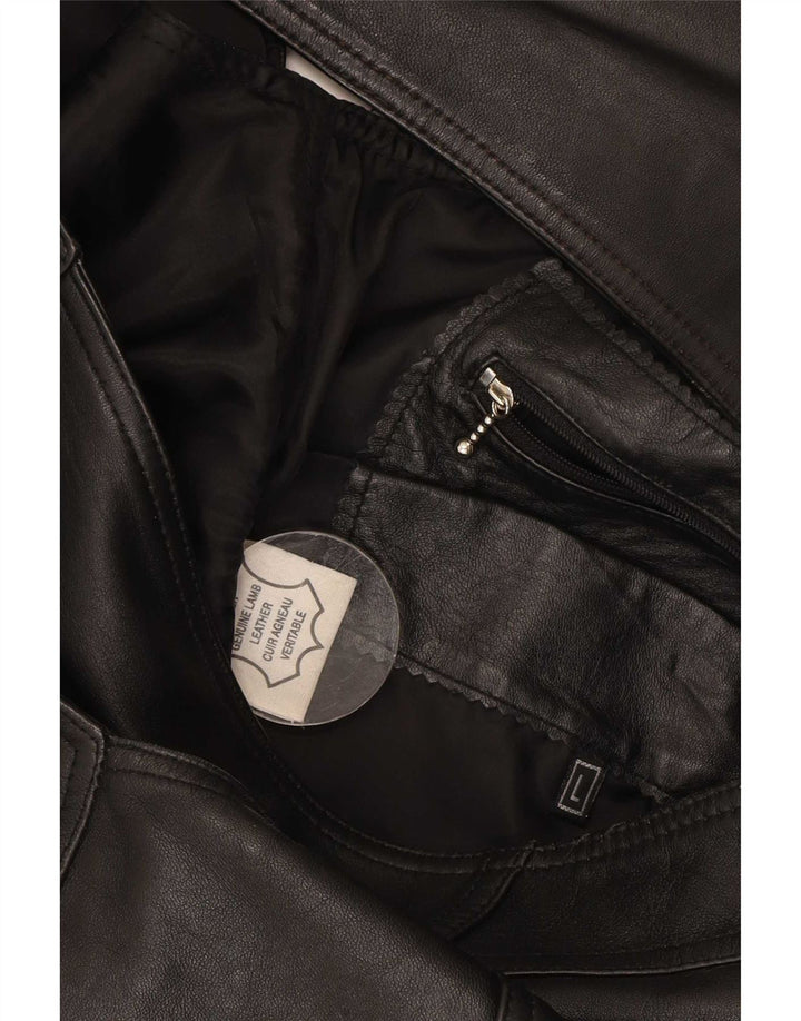 Chaleco de cuero vintage para hombre cuero negro grande