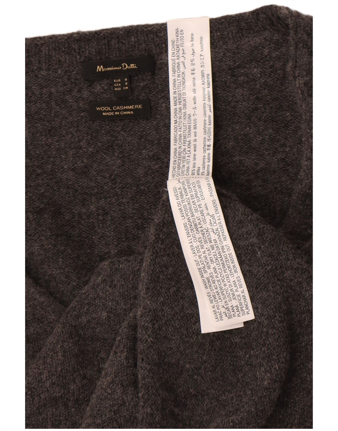 Massimo Dutti Womens V-Neck Jumper Sweater UK 10 Small Grey Wool