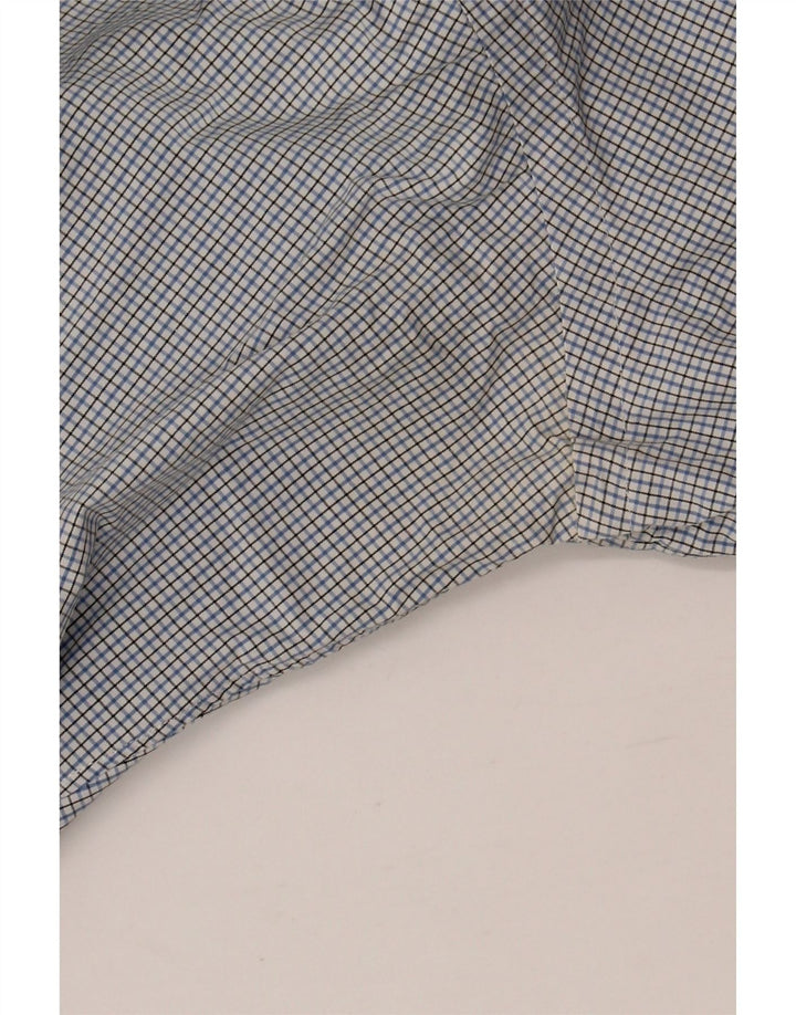 RALPH LAUREN Herrenhemd Größe 15 1/2 Mittelblaue Gingham-Baumwolle