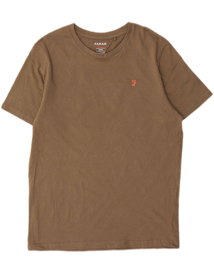 Farah Mens T-Shirt Top Medium Khaki Cotton
