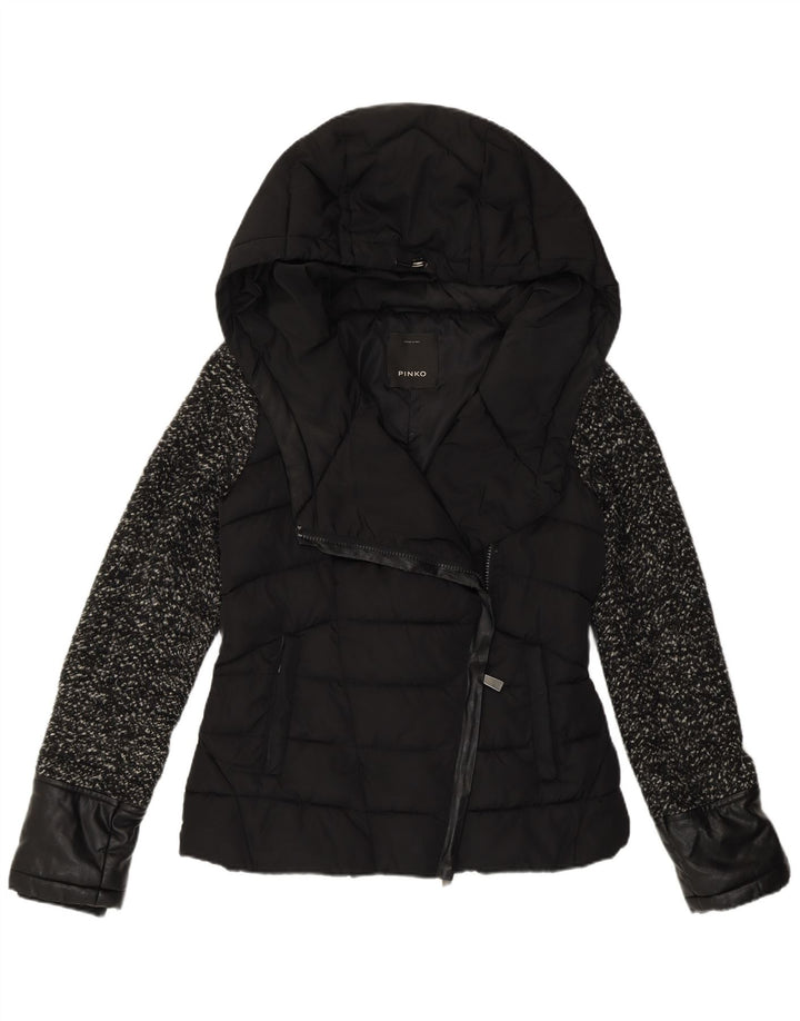 Giacca imbottita con cappuccio da donna Pinko UK 10 piccola poliestere nero