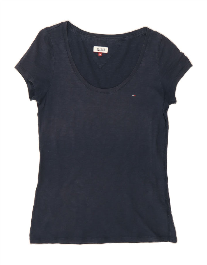 TOMMY HILFIGER Womens T-Shirt Top UK 12 Medium Navy Blue Vintage Tommy Hilfiger and Second-Hand Tommy Hilfiger from Messina Hembry 