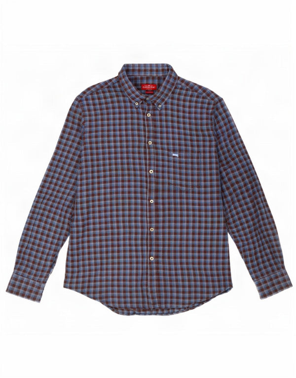 Camicia Carrera da uomo in flanella vestibilità regolare XL cotone a quadri blu