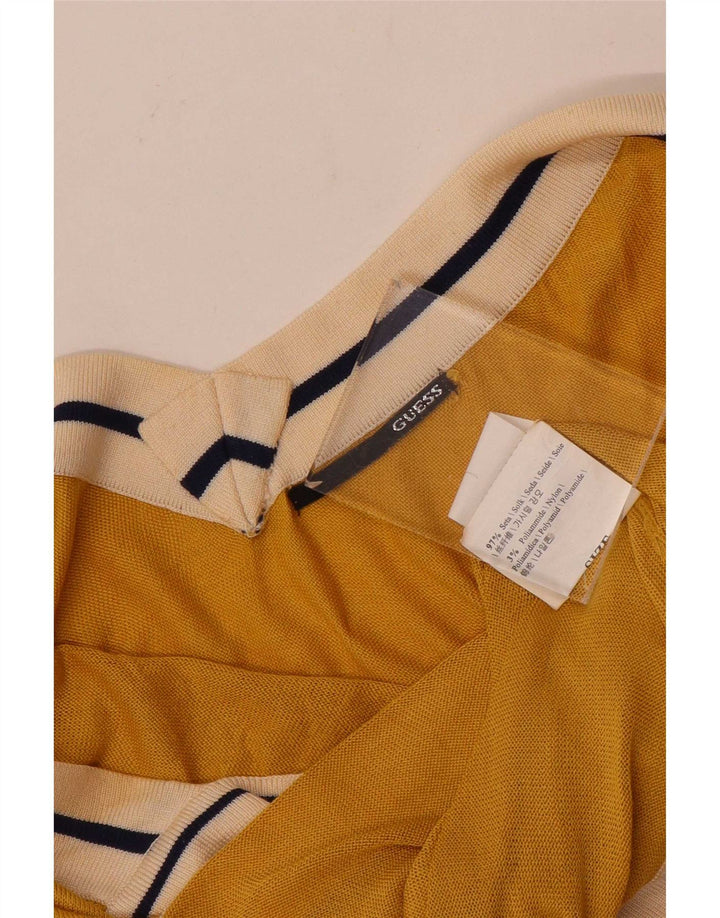Guess Top con allacciatura grafica da donna UK 12 Seta color block giallo medio