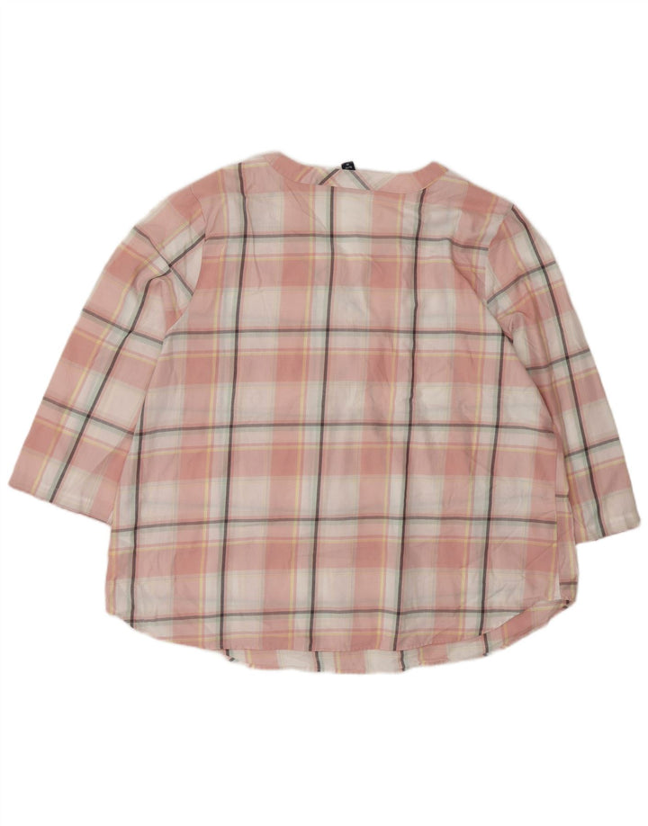 Izod Womens Oversized 3/4 Sleeve Pullover Shirt Blouse UK 18 XL Pink Check