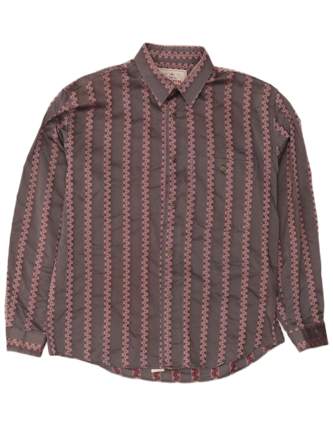 Wampum Mens Shirt Medium Grey Geometric Acrylic Classic