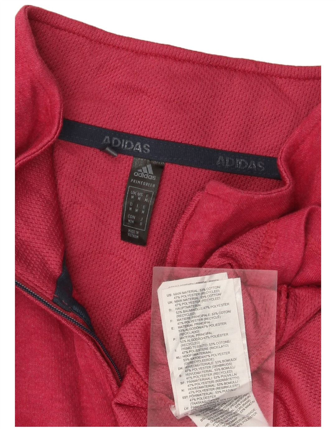 ADIDAS Mens Zip Neck Pullover Tracksuit Top Medium Pink Cotton
