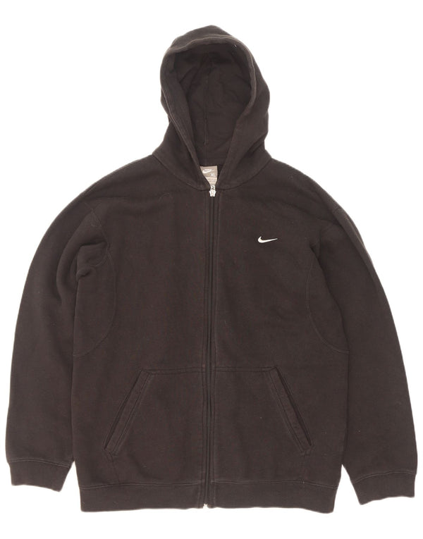 Nike Boys Zip Hoodie Sweater 13-14 Years XL Black Cotton