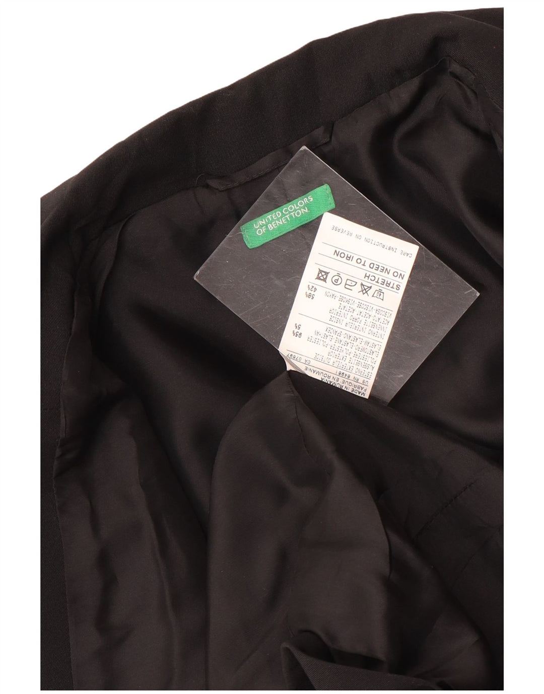 BENETTON Womens 3 Button Blazer Jacket IT 44 Medium Black Polyester