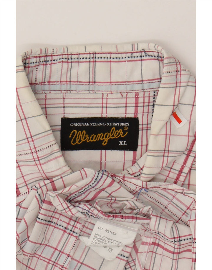 WRANGLER Mens Short Sleeve Shirt XL White Check Cotton Vintage Wrangler and Second-Hand Wrangler from Messina Hembry 