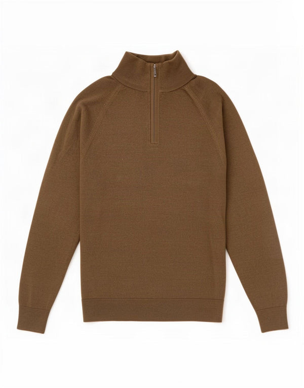 Gap Mens Zip Neck Jumper Sweater XS Khaki Merino Wool
