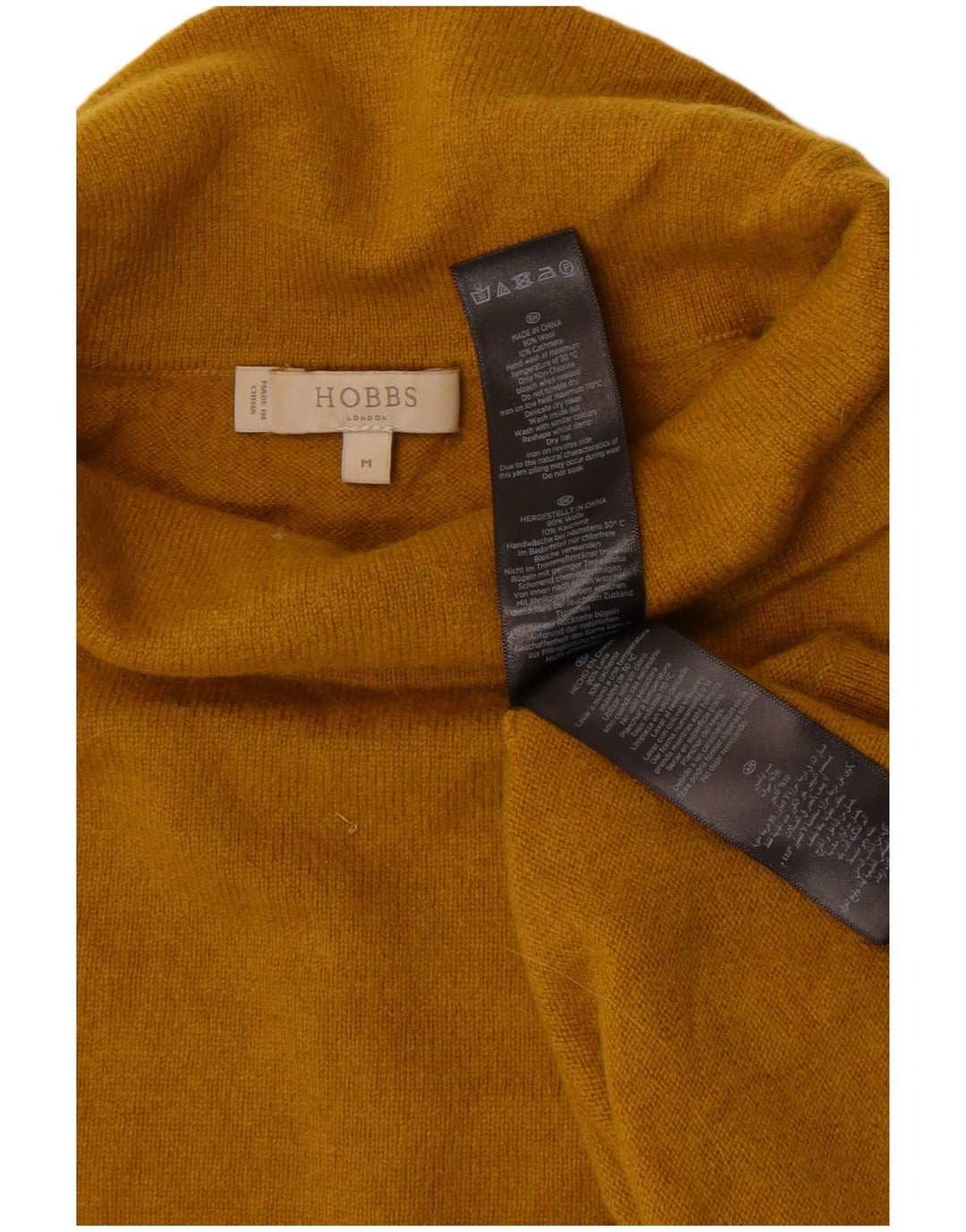 Hobbs Womens Crop Roll Neck Jumper Sweater UK 14 Medium Yellow Wool