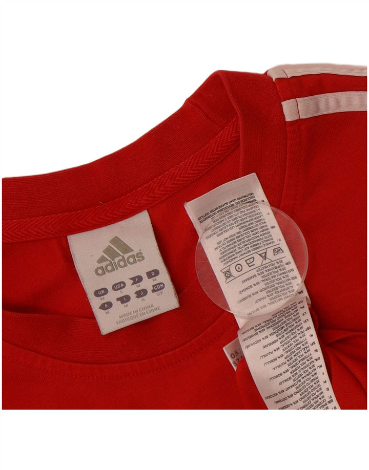 ADIDAS Womens T-Shirt Top UK 14 Medium Red Cotton
