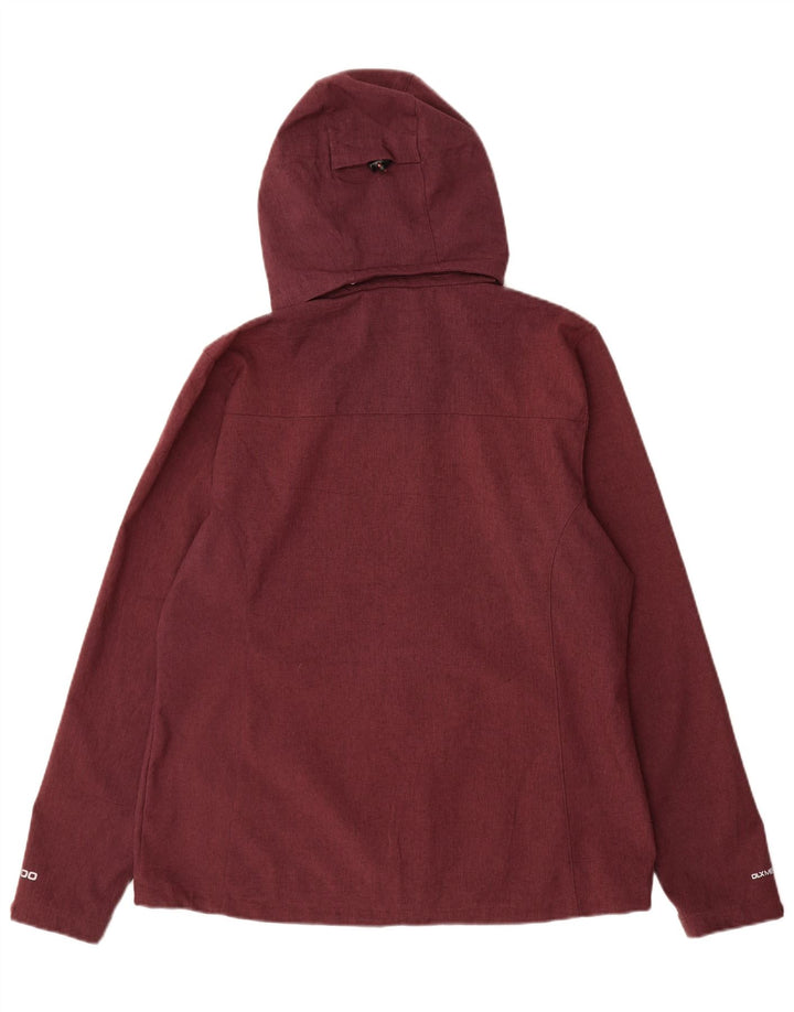 Vintage Womens Hooded Windbreaker Jacket UK 16 Large Burgundy Polyester
