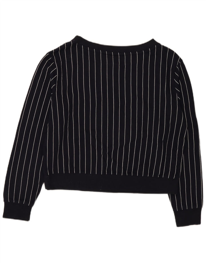 Benetton Womens Graphic Sweatshirt Jumper UK 14 Medium Navy Blue Striped