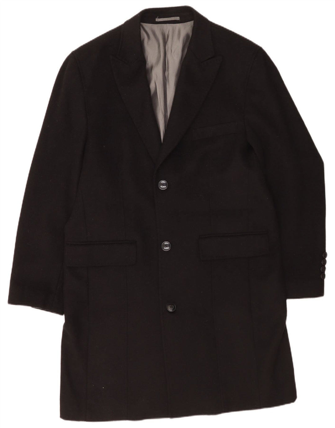 Pierre Cardin Mens Regular Fit Overcoat UK 42 XL Black Wool Classic