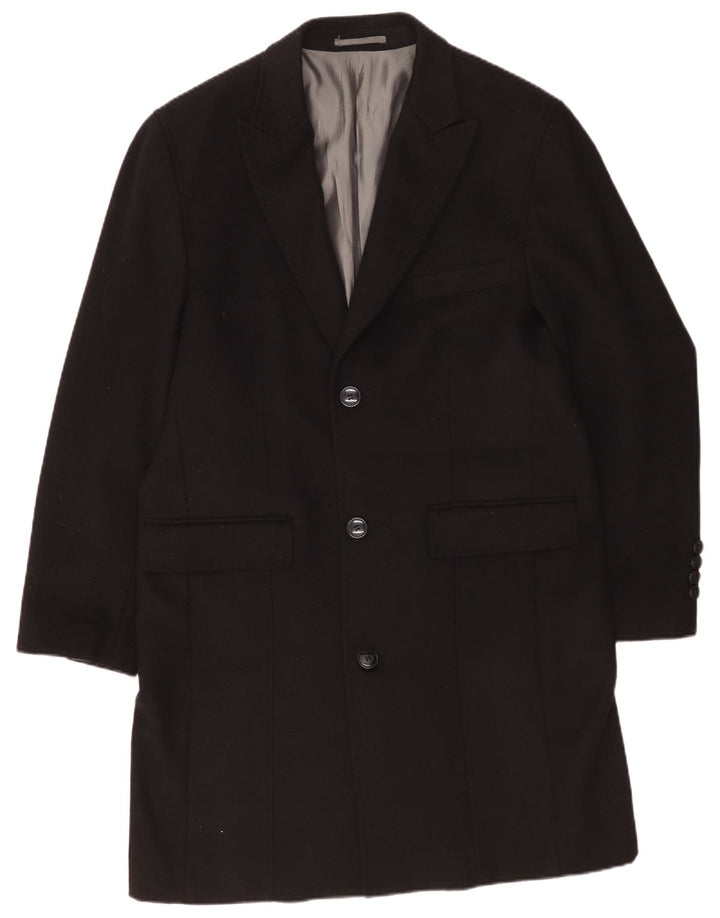 Pierre Cardin Mens Regular Fit Overcoat UK 42 XL Black Wool Classic