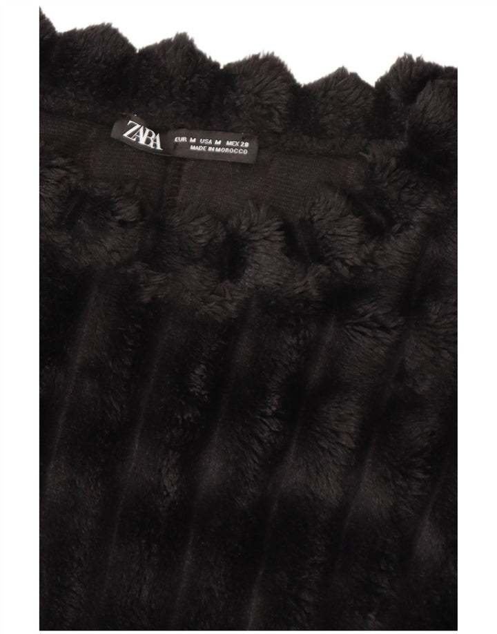 Maglione corto in pile ZARA da donna UK 14 medio nero