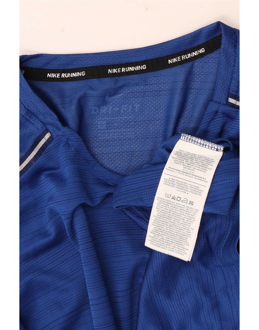 Nike Mens Dri Fit T-Shirt Top Medium Blue Striped Polyester