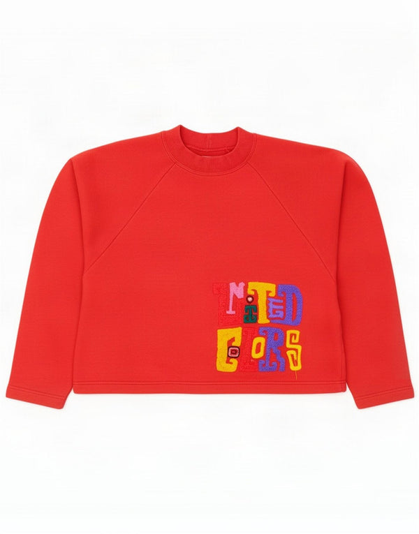 Benetton Womens Grafisk Oversized Sweatshirt Jumper UK 10 Small Red Cotton