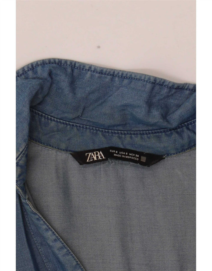 Zara Chemise surdimensionnée pour femme UK 10 Small Bleu