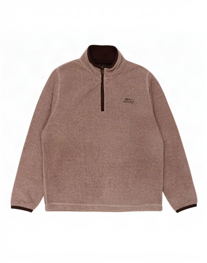 Weird Fish Pull polaire à col zippé pour homme Large Marron Polyester